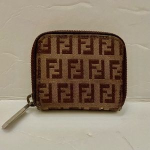 Rare, Fendi Brown Zucca  Mono Coin Purse-Key Case